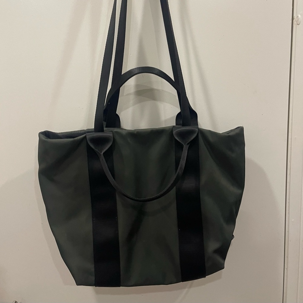 Fabletics Black and Dark Green Tote Bag